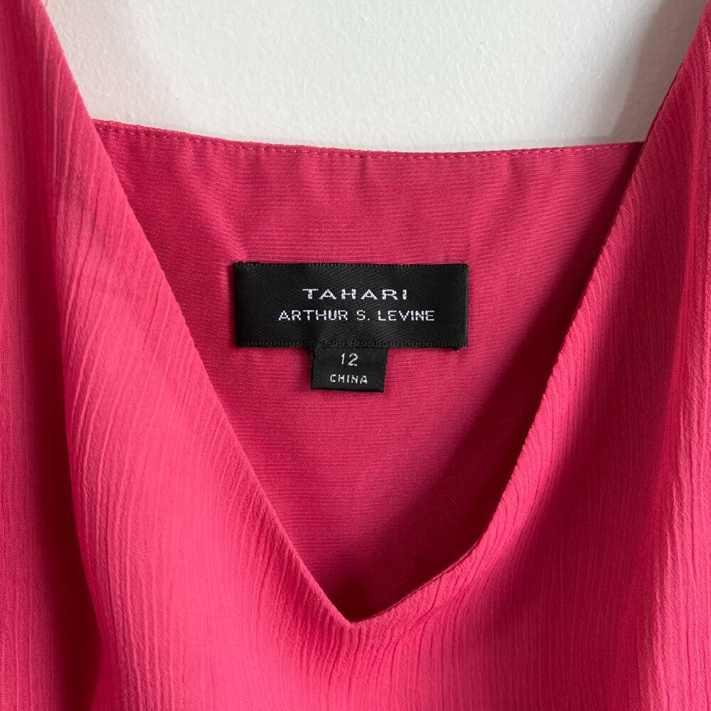 Tahari ASL Pink Empire Waist Pink Cocktail Dress Shiffon and Satin Size 12 NWT - Picture 4 of 11